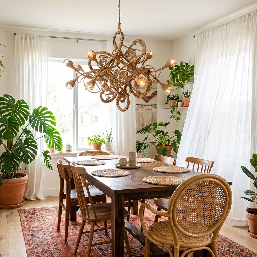 Asymmetry Rattan Nest Chandelier