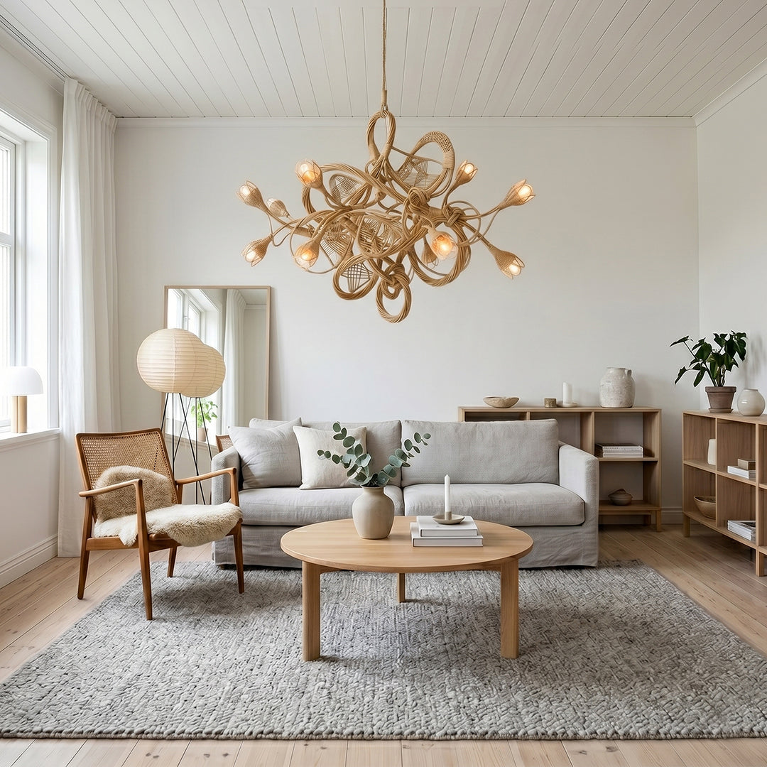 Asymmetry Rattan Nest Chandelier