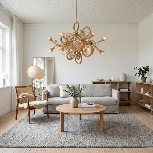 Asymmetry Rattan Nest Chandelier