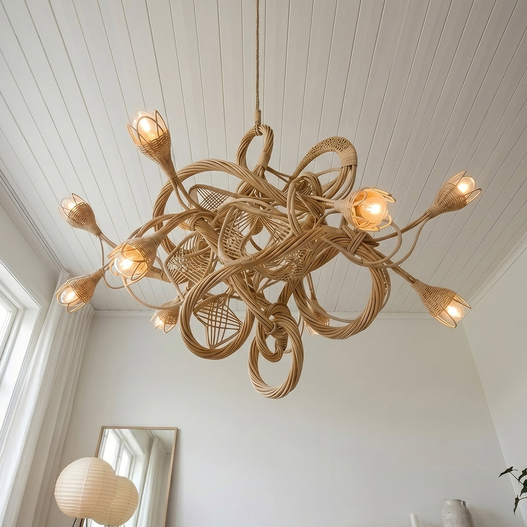 Asymmetry Rattan Nest Chandelier