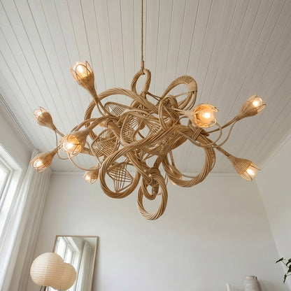 Asymmetry Rattan Nest Chandelier